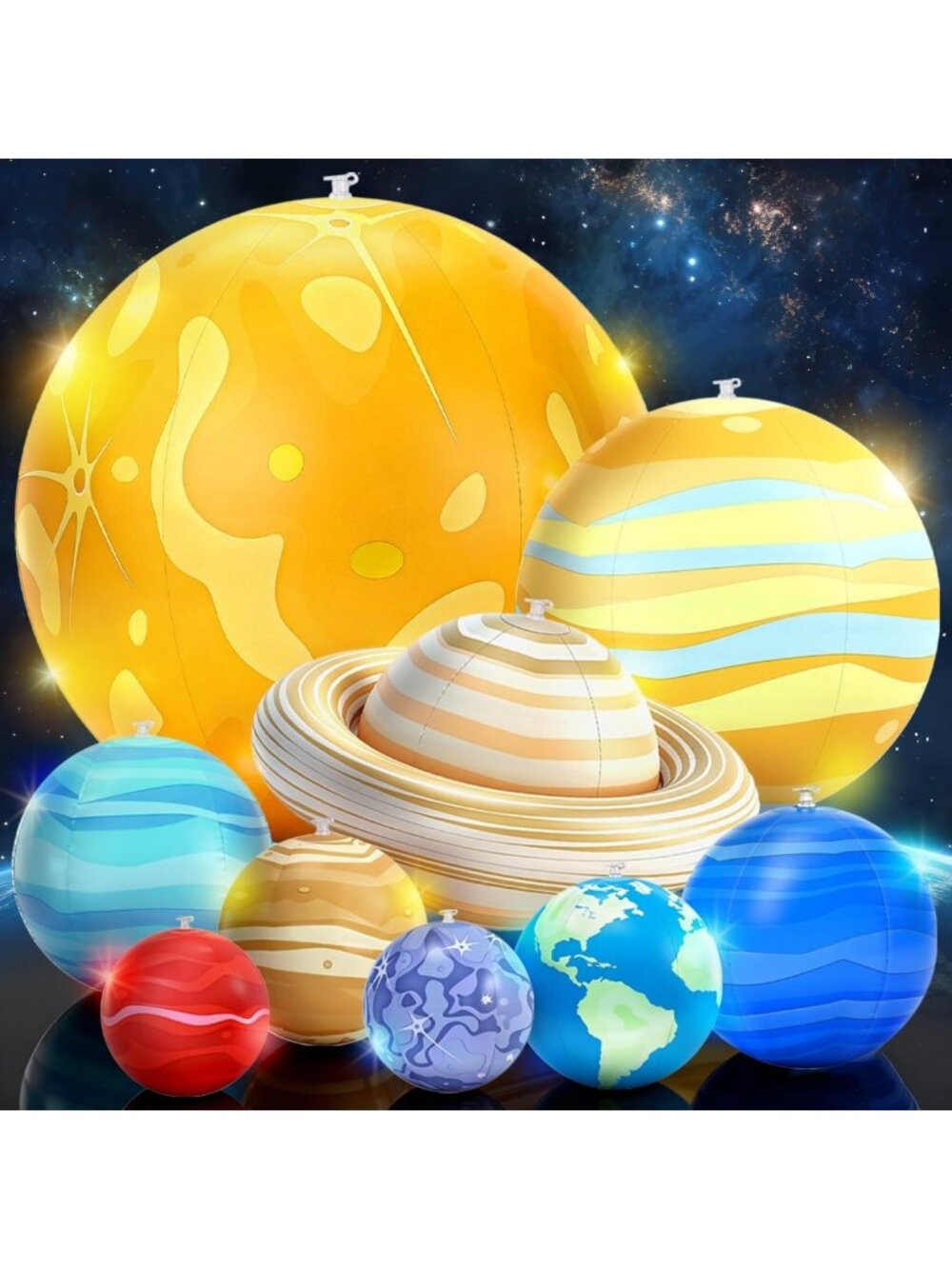 Inflatable Solar System Planets with LED Lights & Remote - Space Decor for